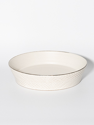 白ヘリンボーン鉢26cm - 石岡信之 作家もの器 | zakka土の記憶